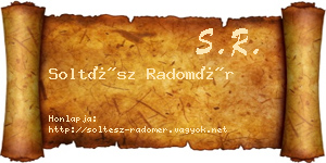 Soltész Radomér névjegykártya